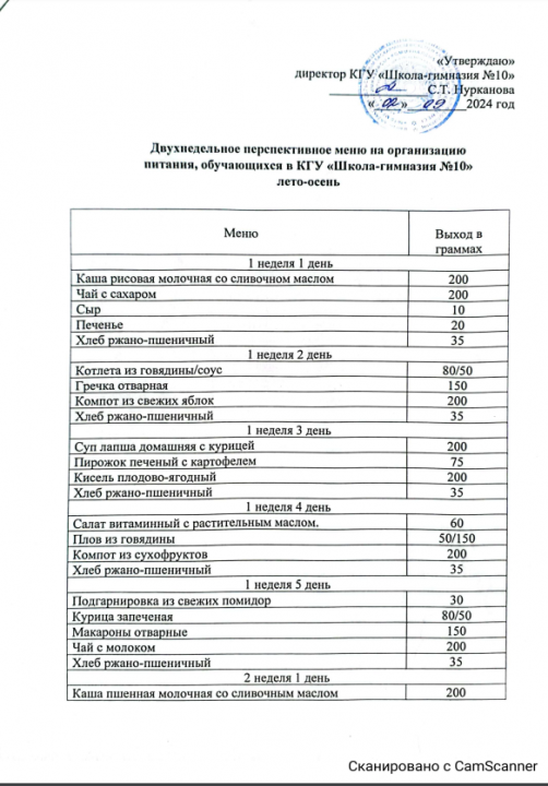 Перспективное меню